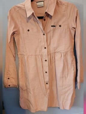 Columbia Blush Pink Cotton Corduroy Shirtdress Size L 14/16